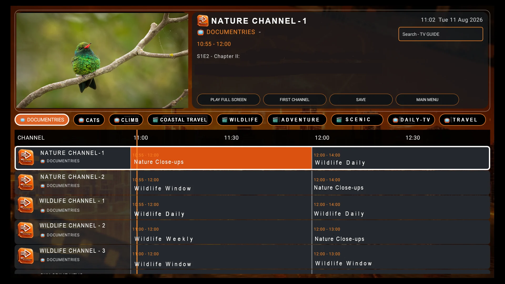 MY STREAMS PLAYER live TV Guide screenshot